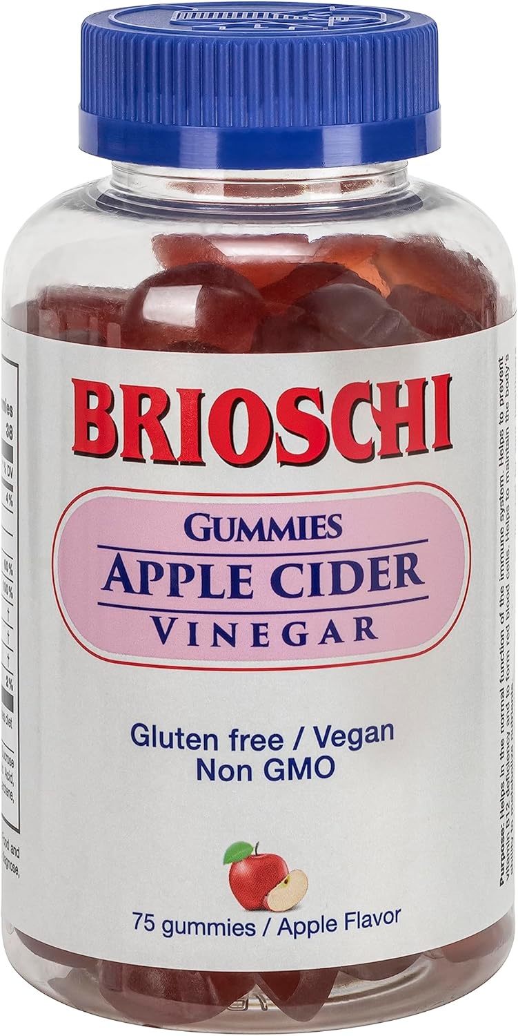 Brioschi Apple Cider Vinegar Gummies - Gluten Free & Vegan, 75 Count