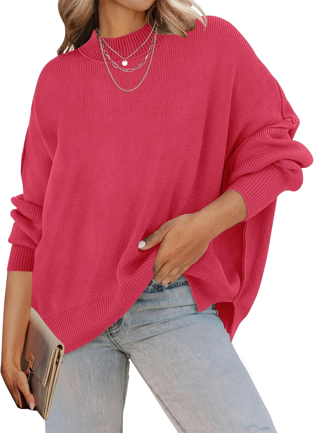 ZESICA Women's Casual Long Sleeve Oversized Knit Pullover Sweater