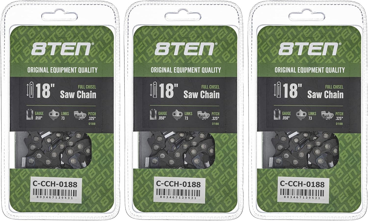 8TEN Full Chisel Chainsaw Chain 18 Inch for Homelite and Solo