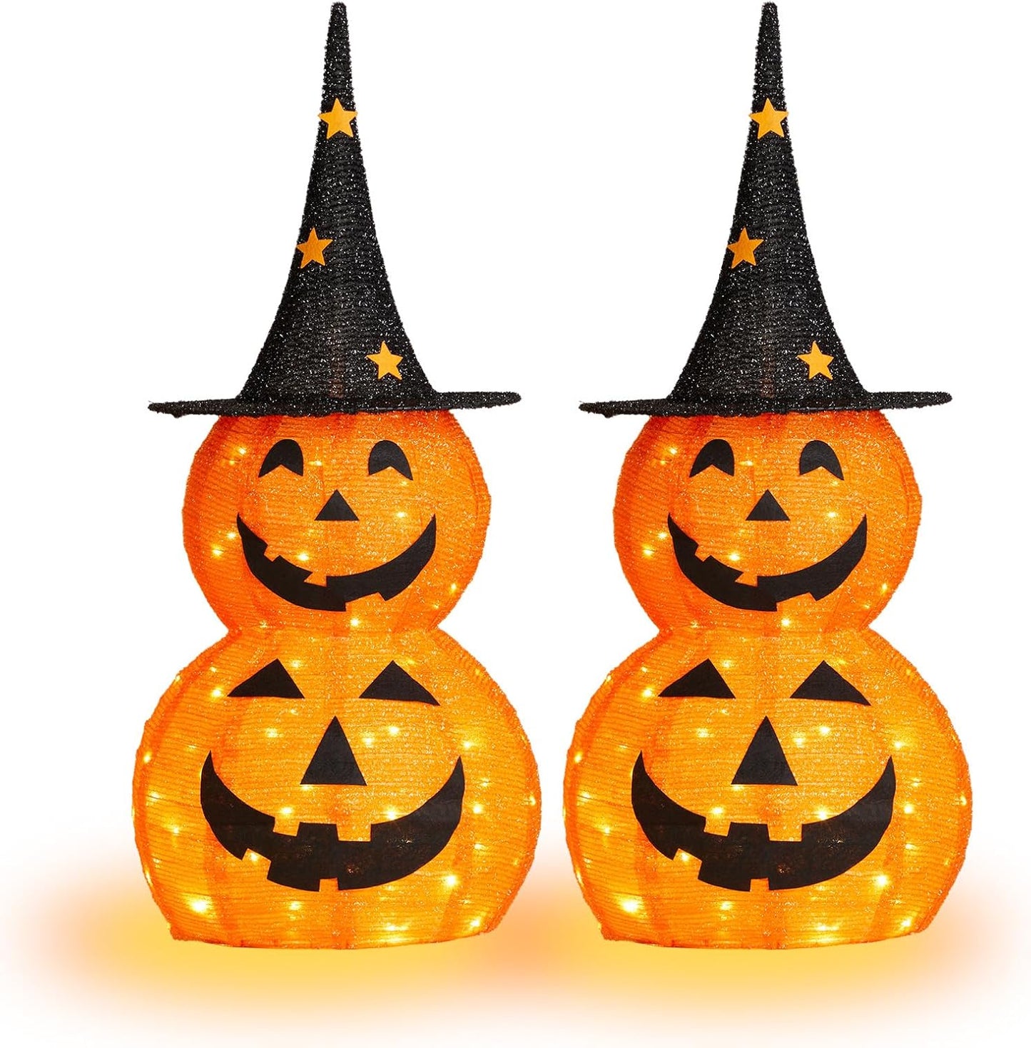 VINGLI 3FT Lighted Halloween Pumpkin Decorations for Outdoors