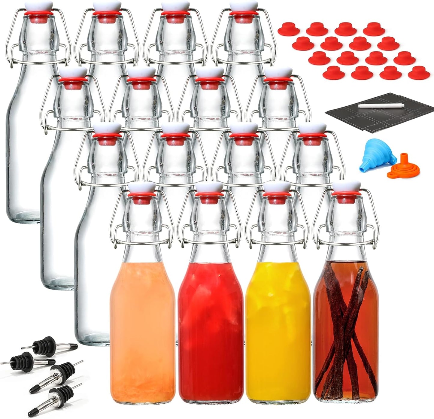 16 Pack 8.5oz Flip Top Glass Bottles for Home Brewing Needs