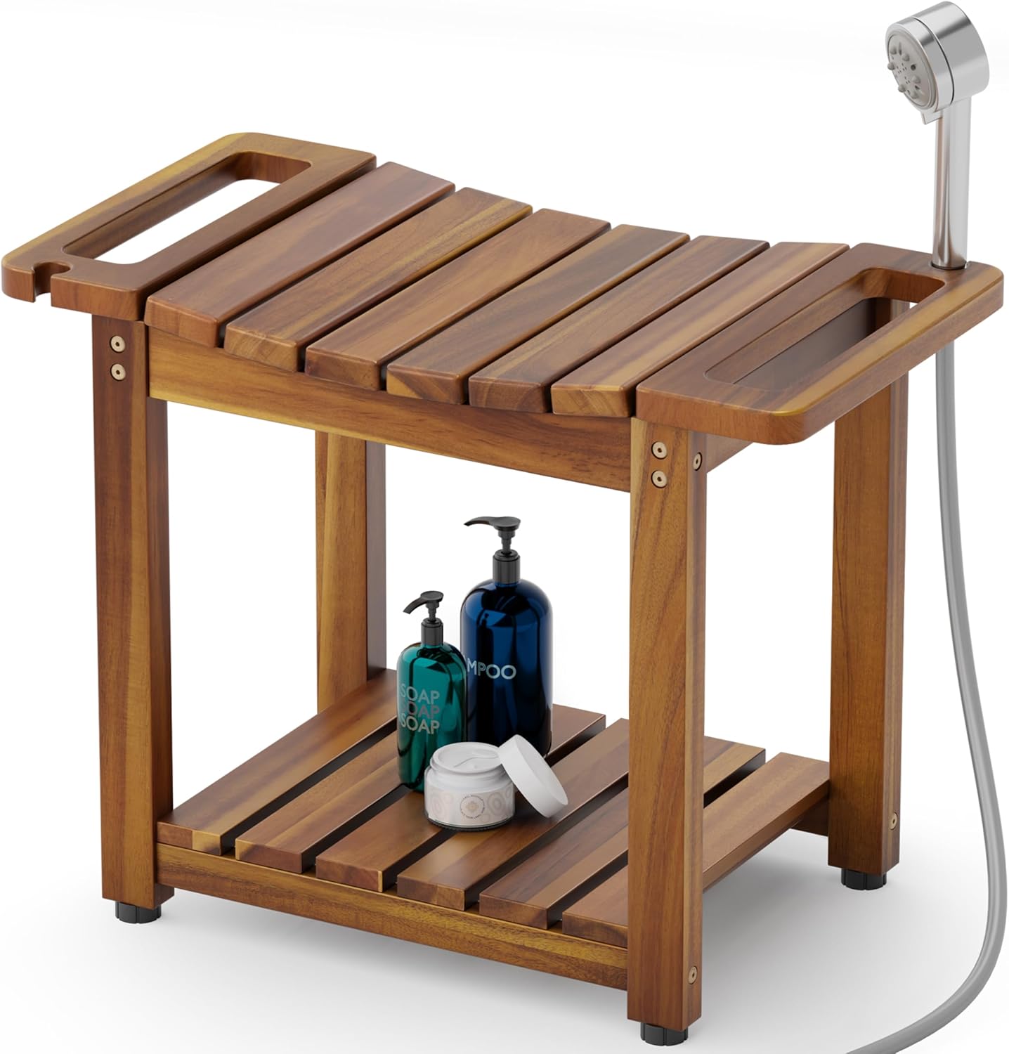 BLUEWEST Shower Bench Seat with Storage Shelf for Comfort