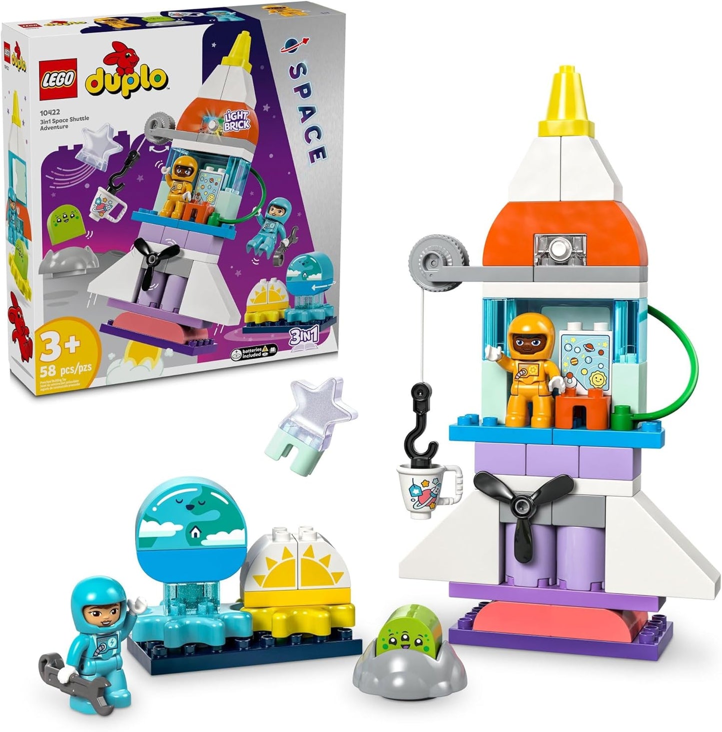 LEGO DUPLO 3 in 1 Space Shuttle Adventure for Kids Ages 3