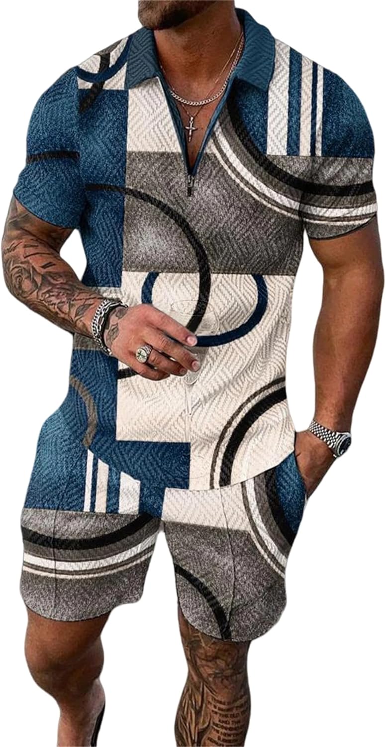 Men's Short Sets Outfits 2 Piece Summer Tracksuit for Comfort