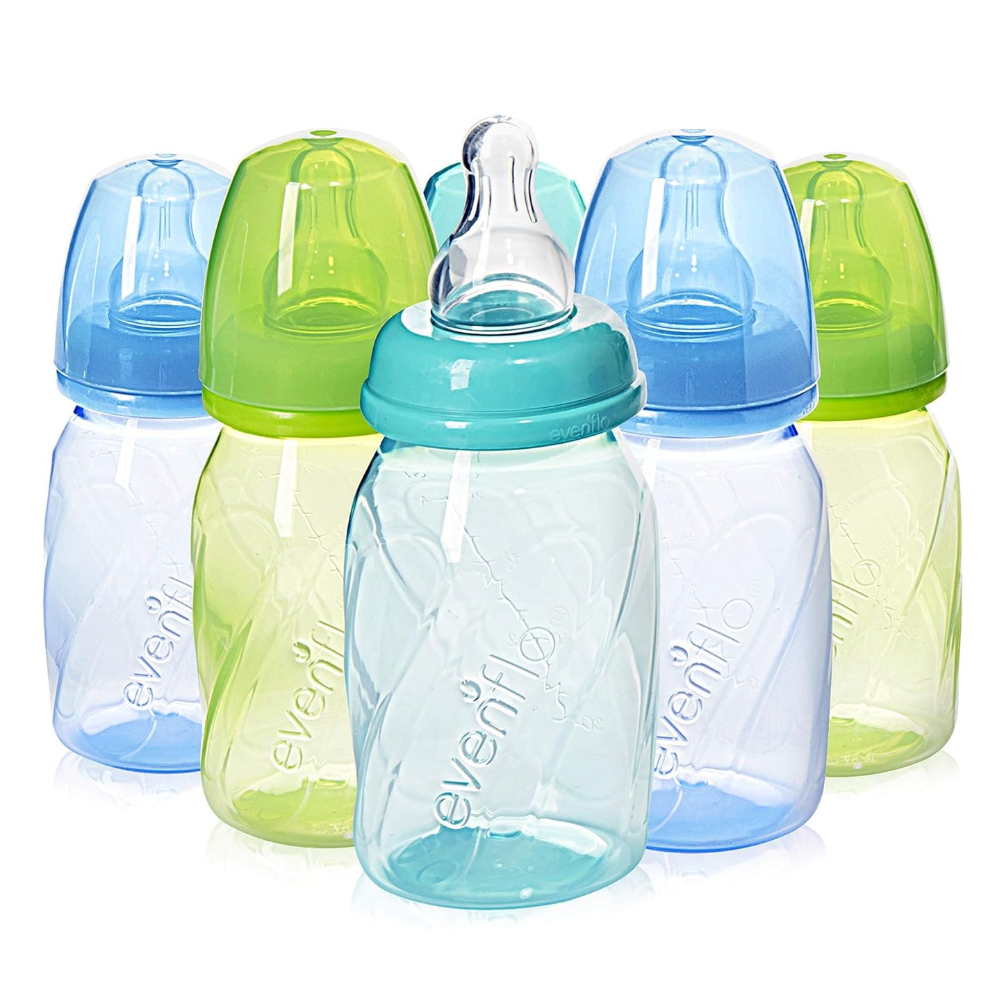 Evenflo Anti-Colic Baby Bottles - Reduce Colic - 4oz, Pack of 6
