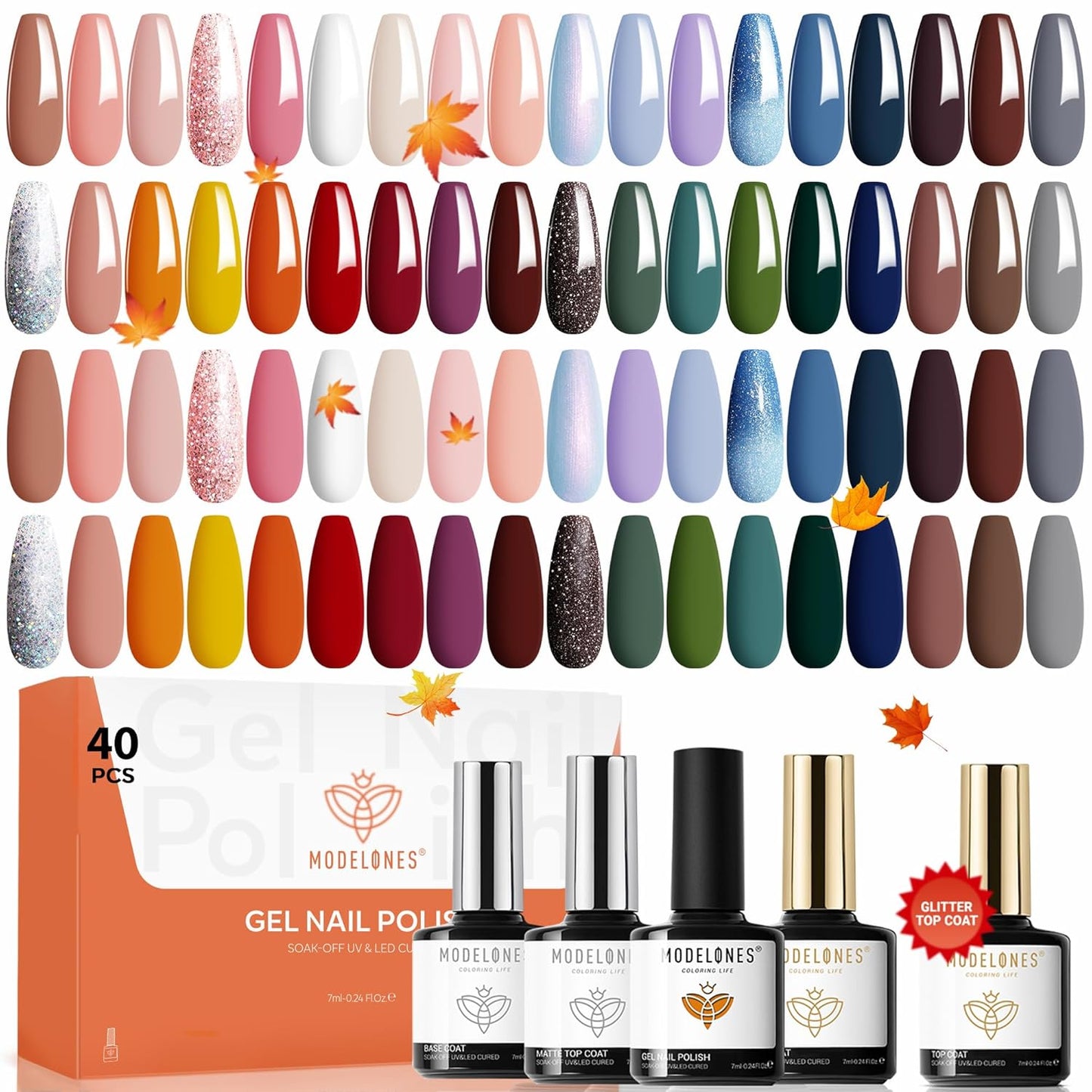 Modelones 40 Pcs Gel Nail Polish Set for Stunning Nail Art
