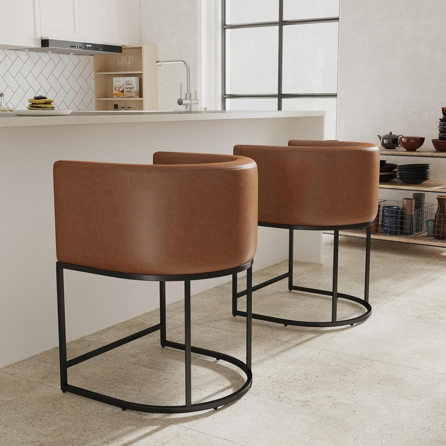 Modern PU Leather Bar Stools Set of 2 for Stylish Dining