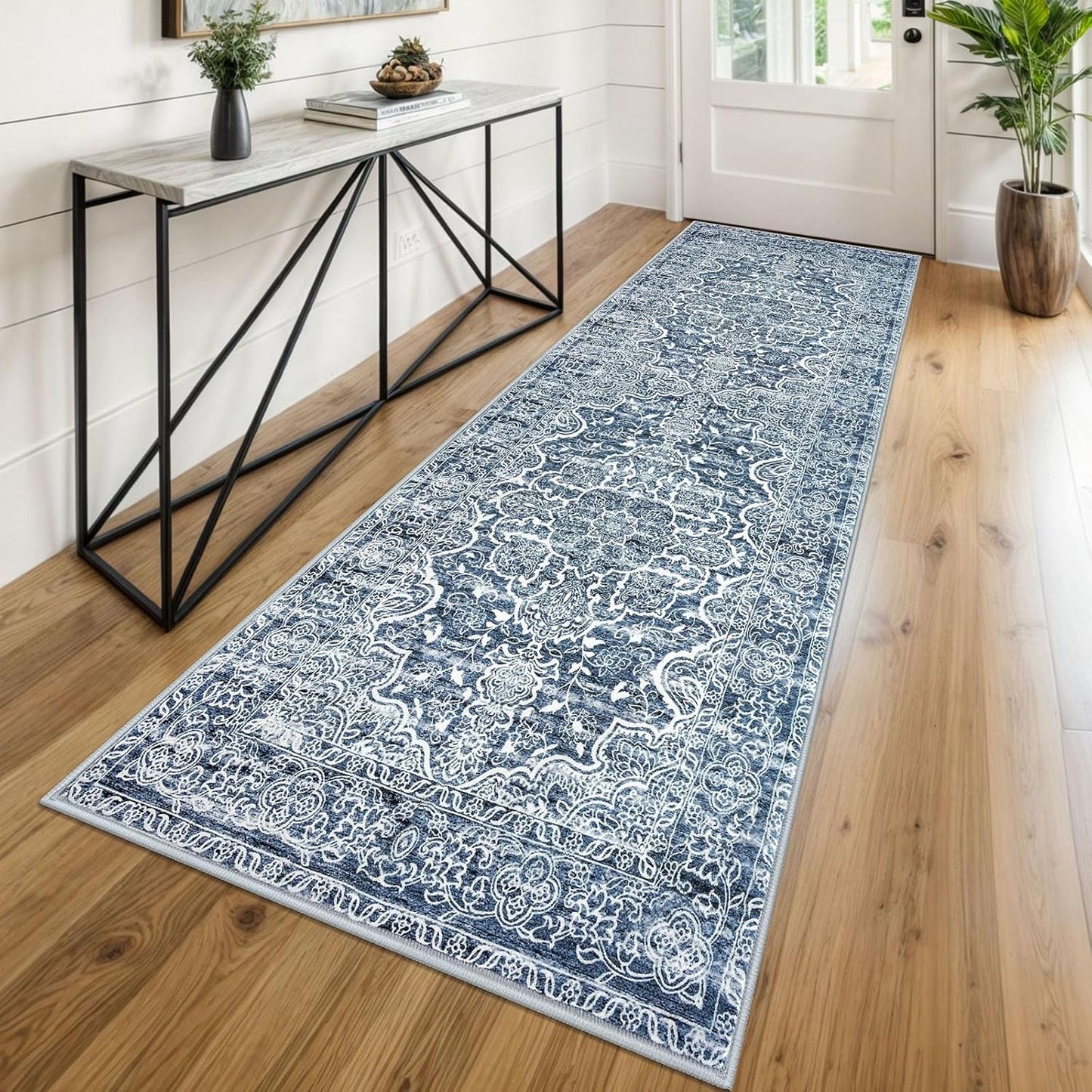 KUTA Vintage Washable Runner Rug for Hallways and Kitchens