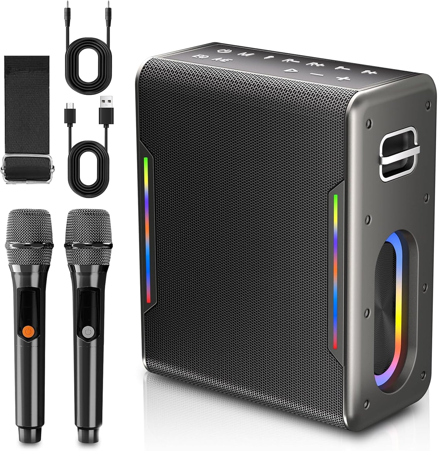 Karaoke Machine with Two Wireless Microphones for Parties