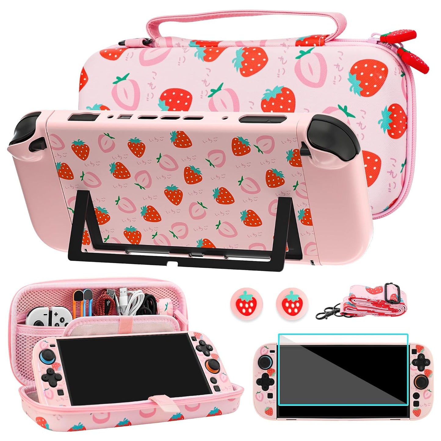 Pink Strawberry Carrying Case for Nintendo Switch 2 - FUNDIARY