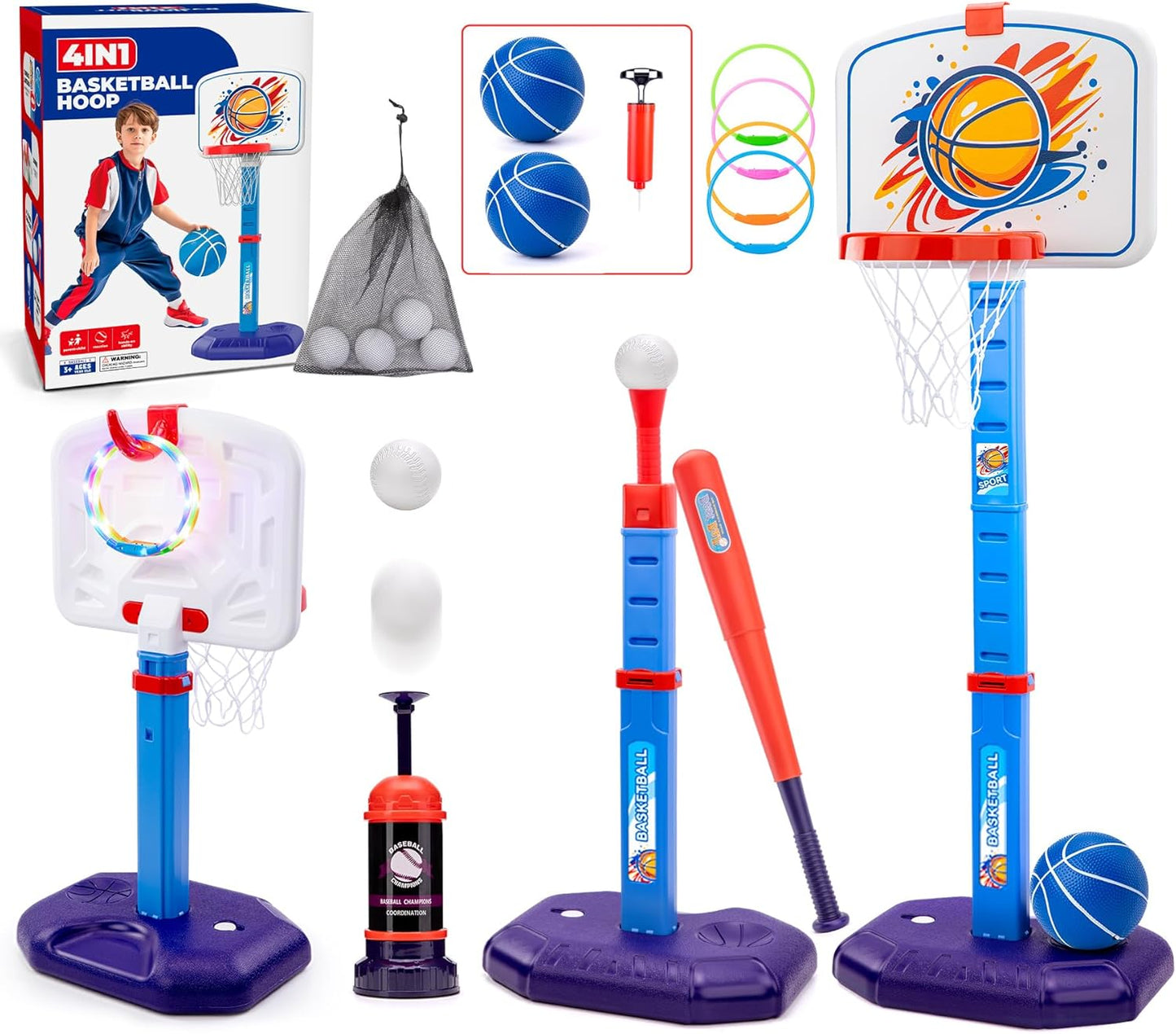 4-in-1 Meland Toddler Basketball Hoop for Endless Play