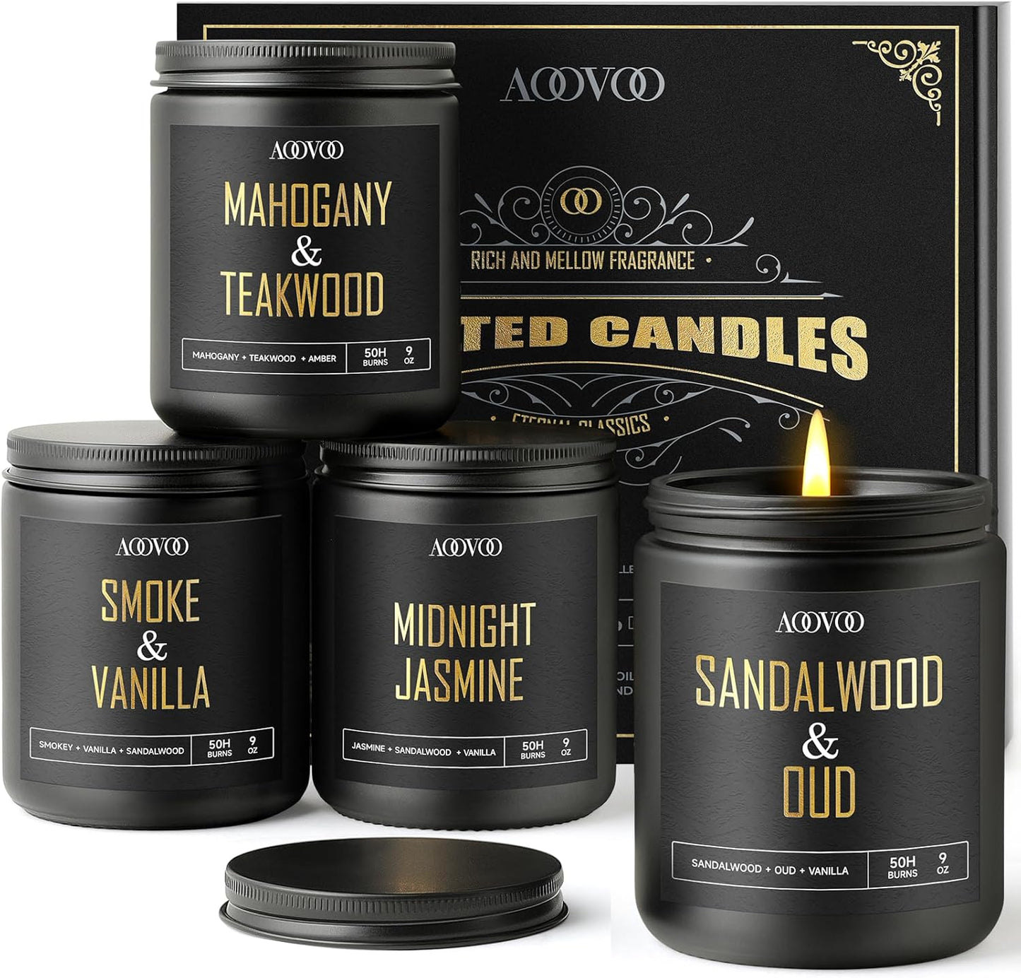 AOOVOO Scented Candles for Men - Luxurious Aromatherapy Set