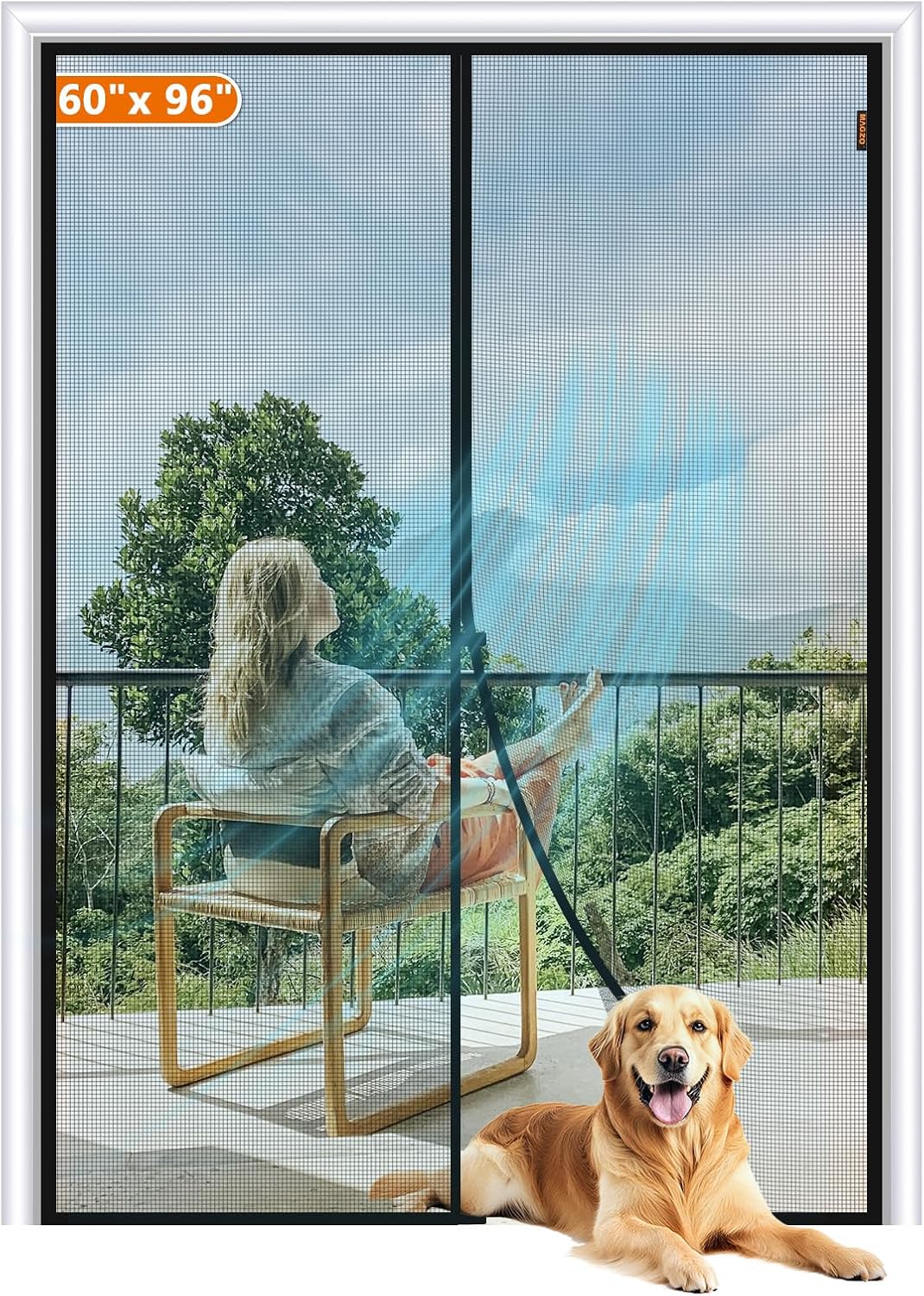 MAGZO Magnetic Screen Door for 60 x 96 Inch Door Sizes