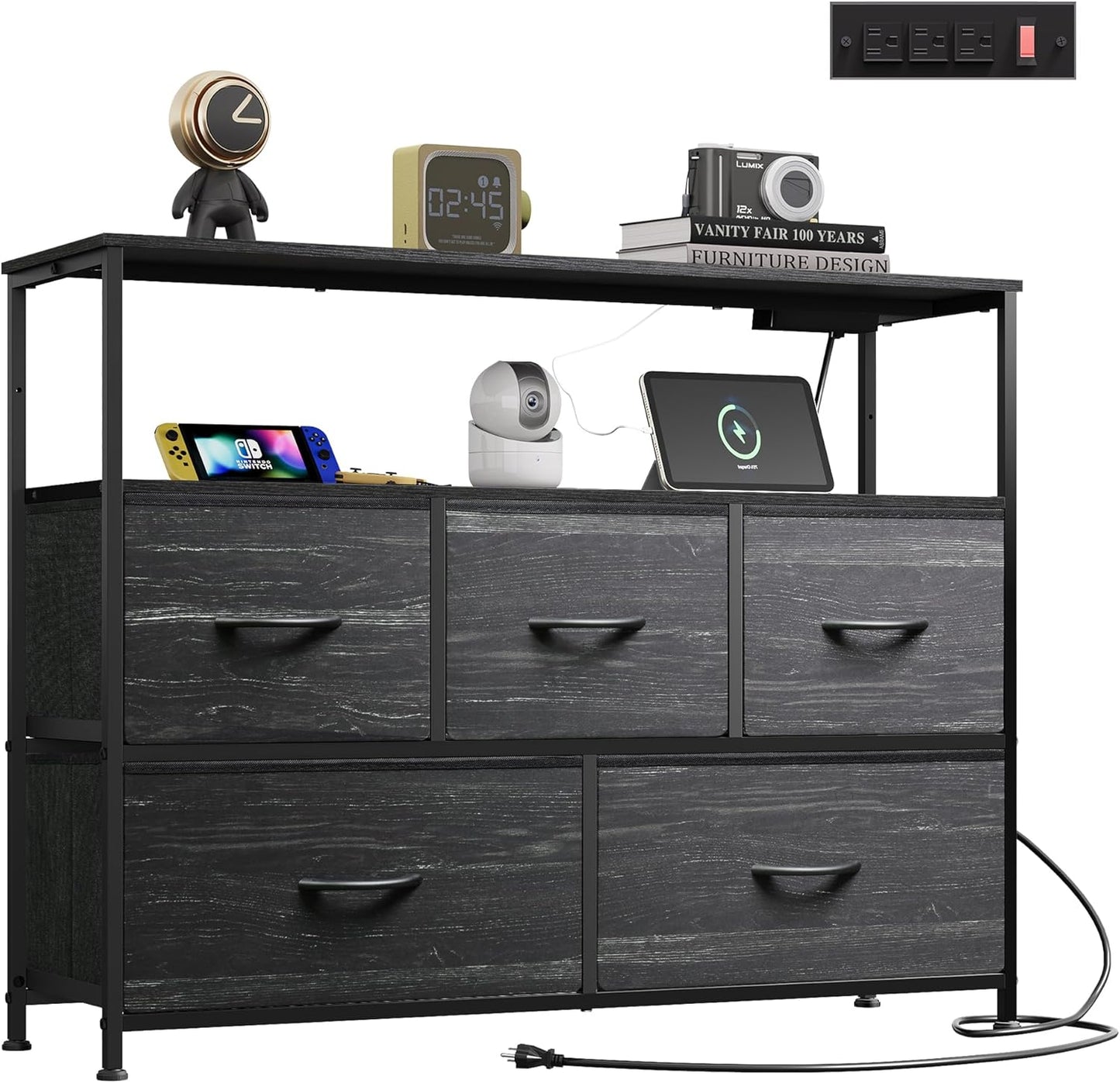 WLIVE Dresser for Bedroom with Charging Station and Storage