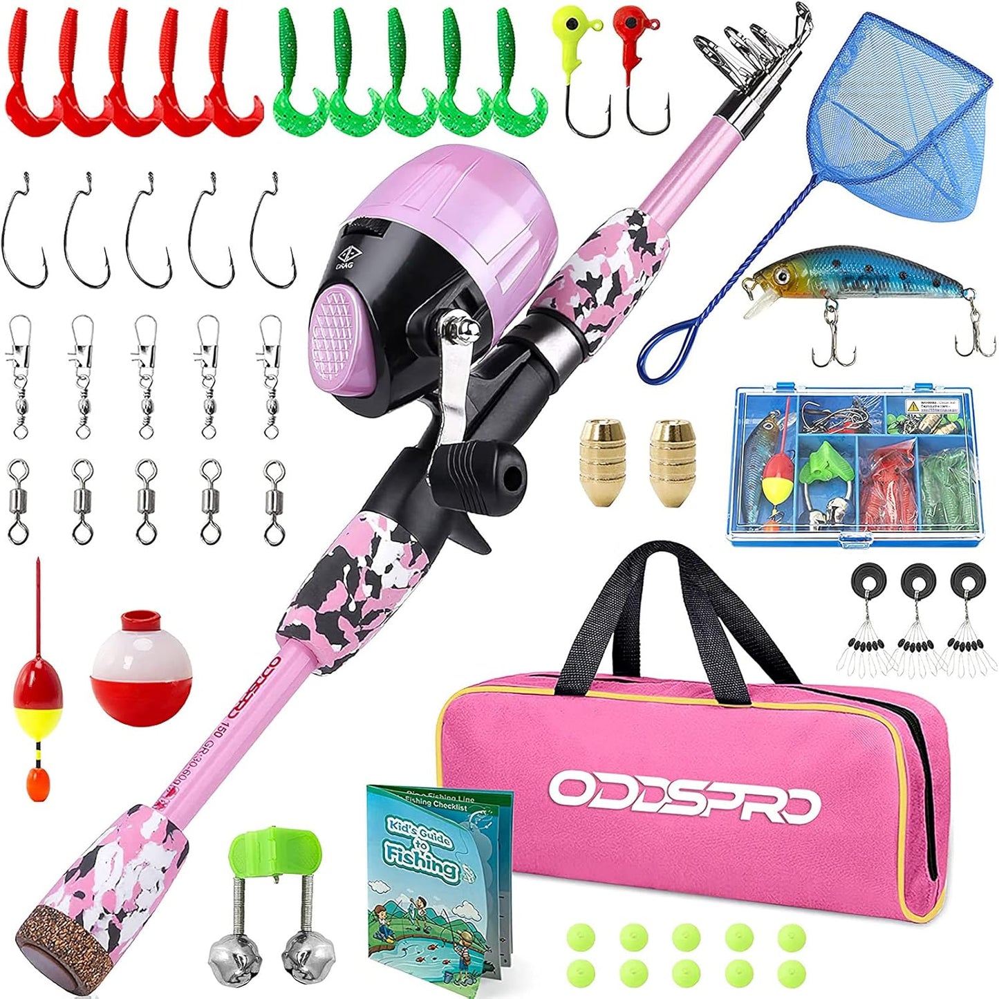 ODDSPRO Kids Fishing Pole - Telescopic Reel Combo for Girls