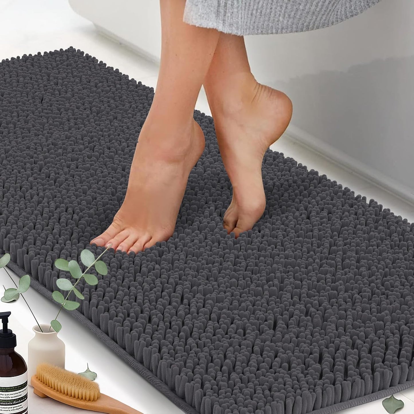 ITSOFT Plush Bathroom Rug 71x21, Absorbent Non Slip Chenille