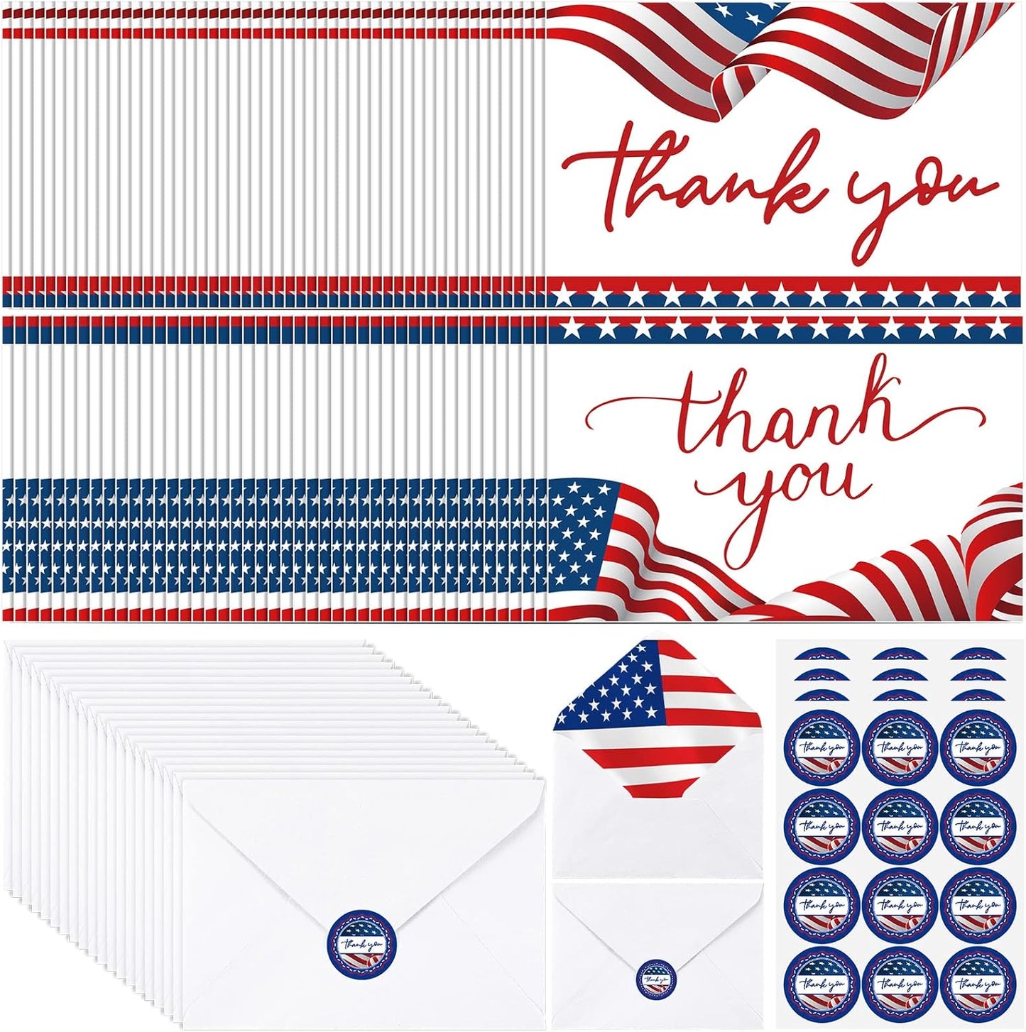 600 Patriotic Thank You Cards with Envelopes for Veterans