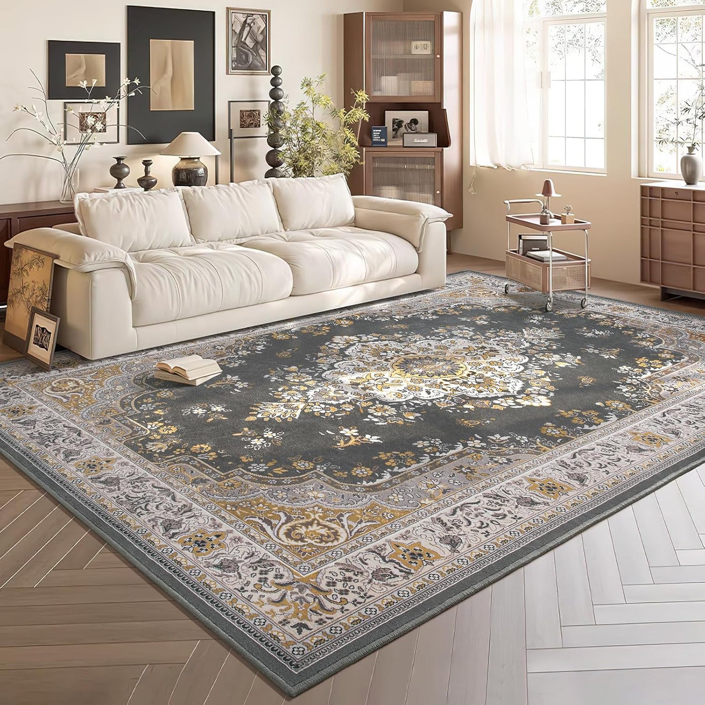 HOMORE Area Rug 4x6 for Bedroom, Non Slip Washable Vintage Rug