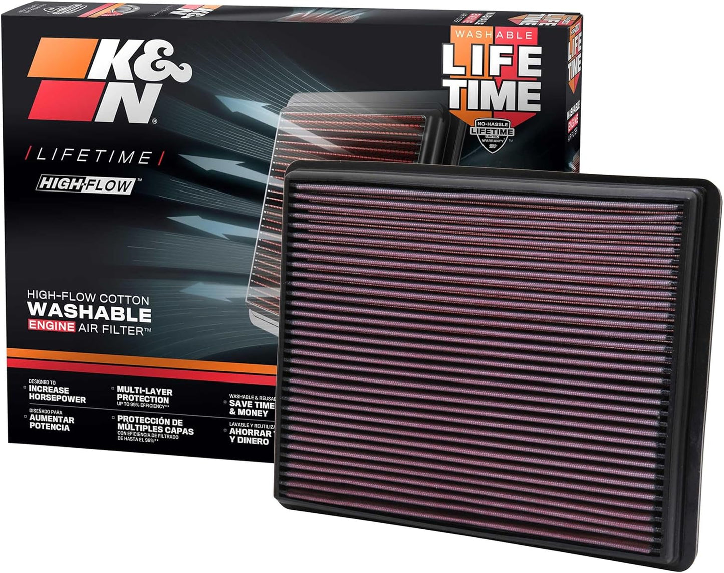 K&N High-Flow Engine Air Filter for Cadillac and Chevrolet Models