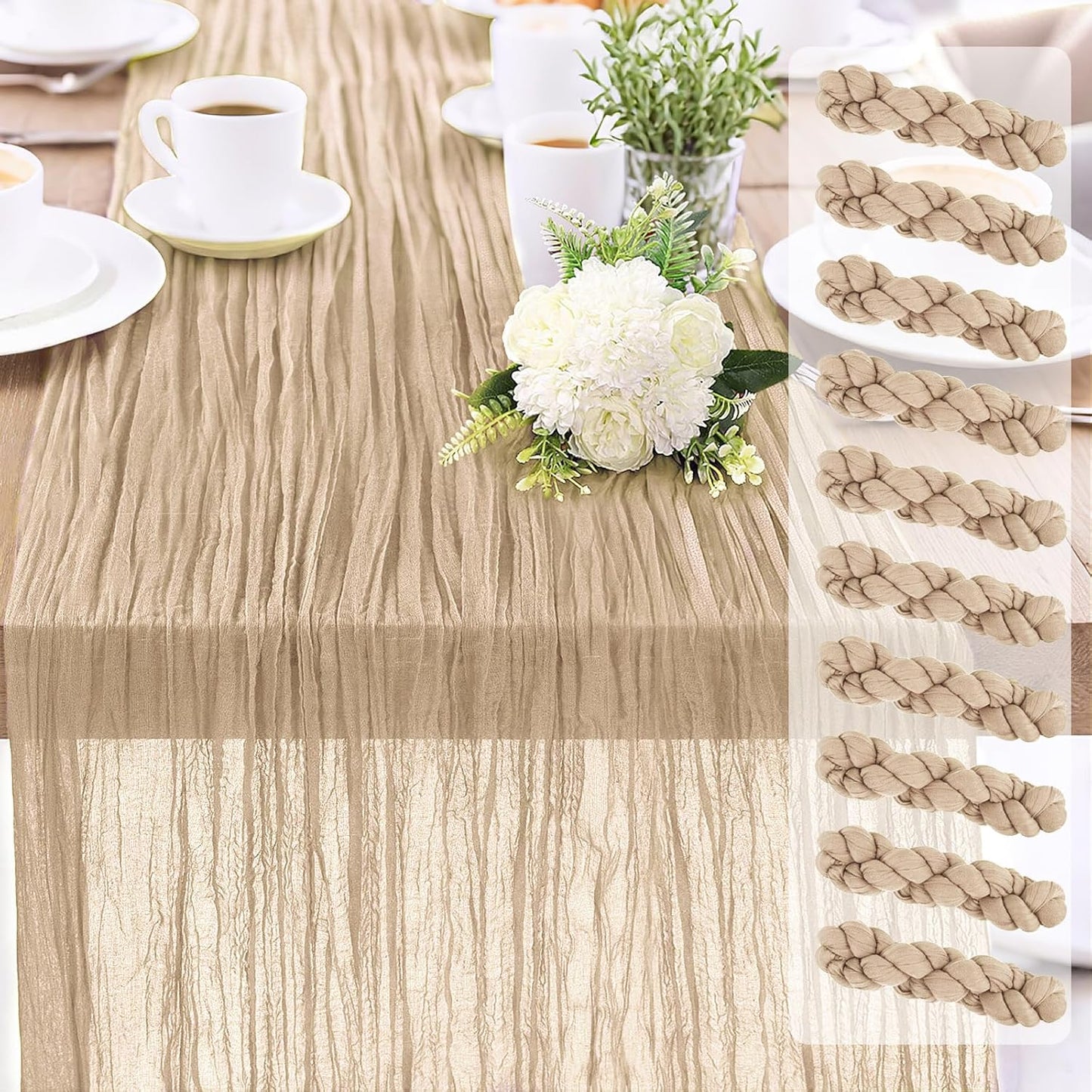Cheesecloth Table Runner 10FT - Perfect for Rustic Decor