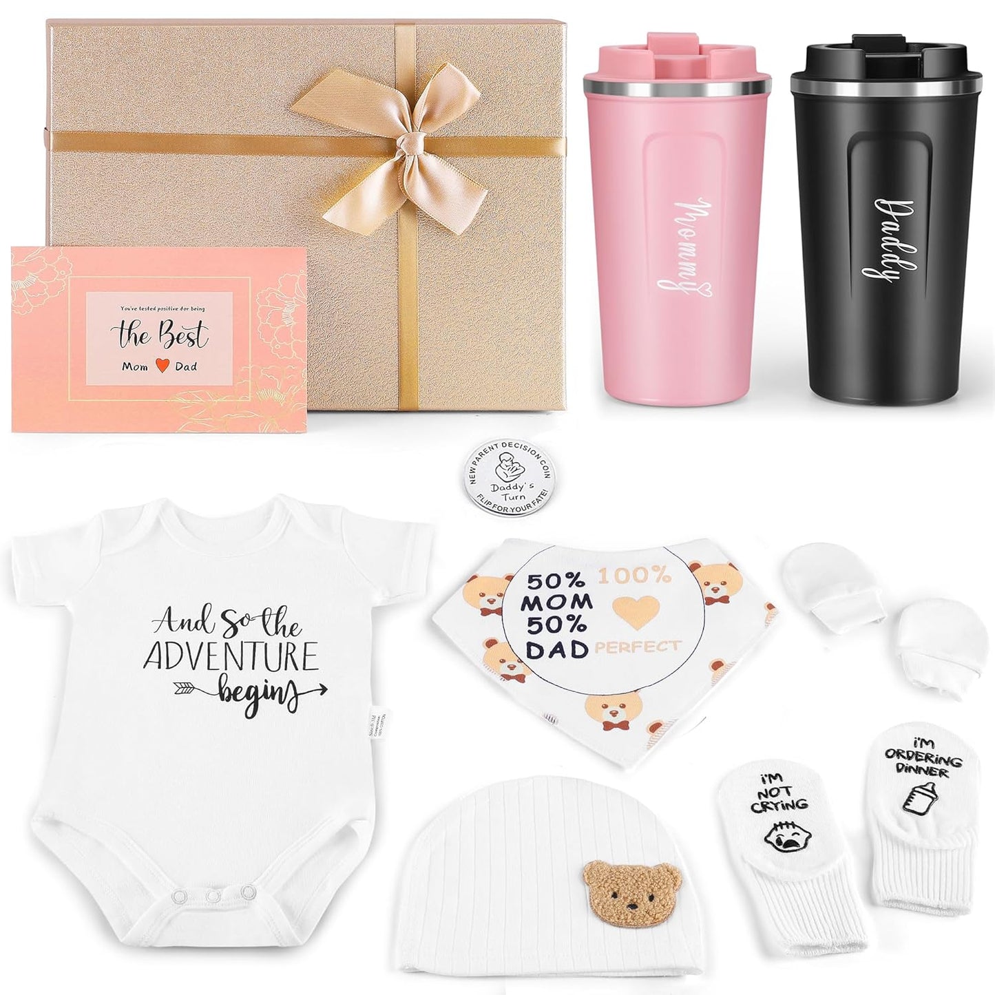 New Mom Gifts Basket for First Time Parents, Gender Reveal Set