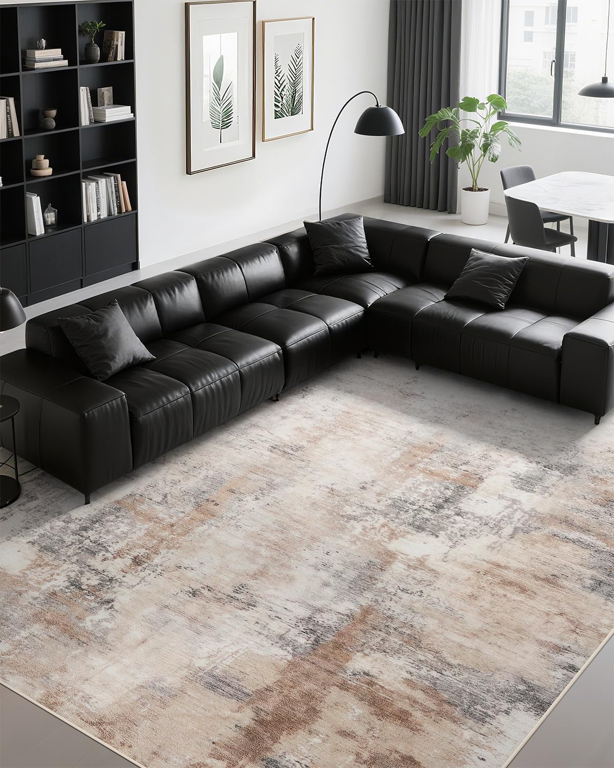 Abstract Area Rug 5x7 Washable Non-Slip Backing for Home