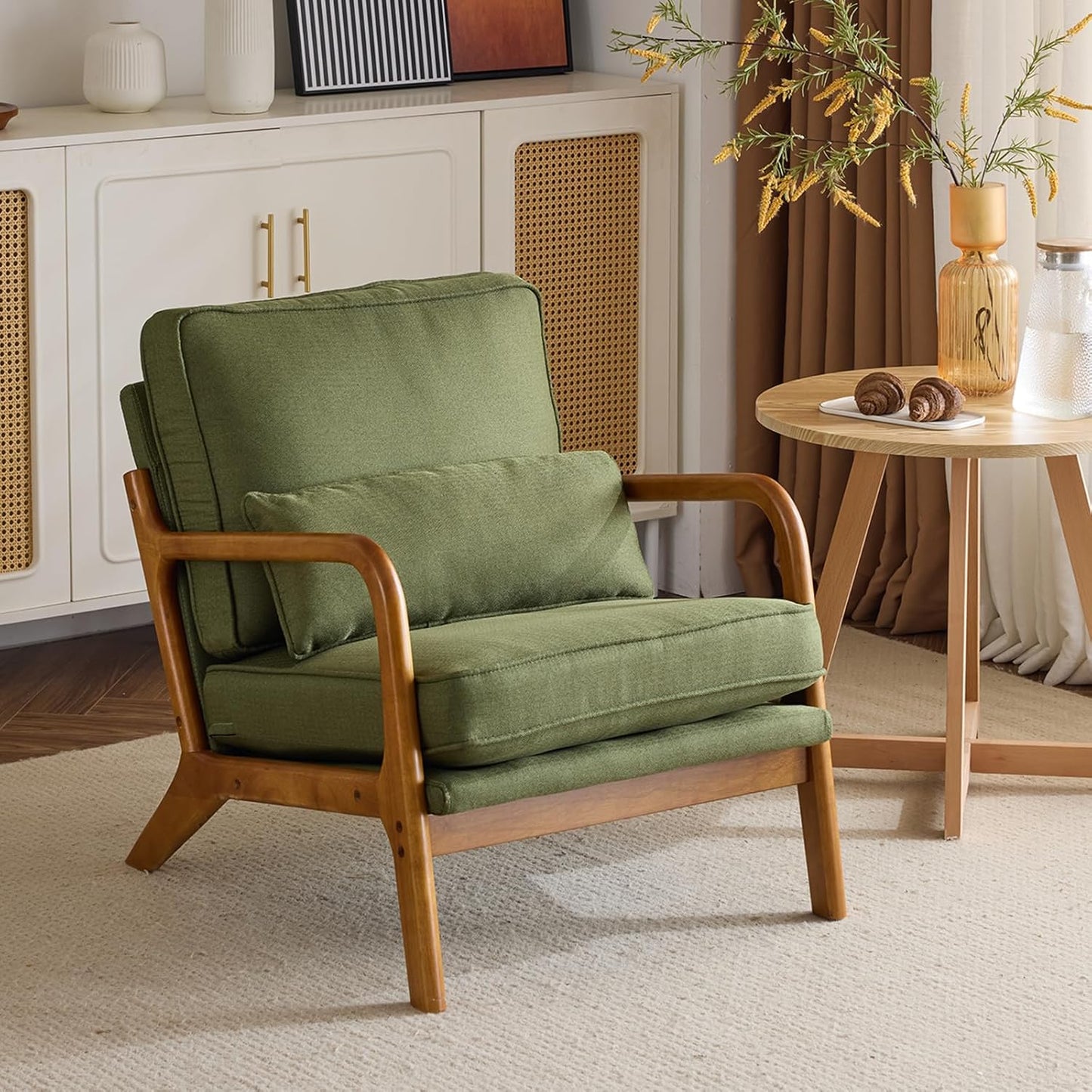 Mid-Century Modern Accent Chair with Pillow for Cozy Living
