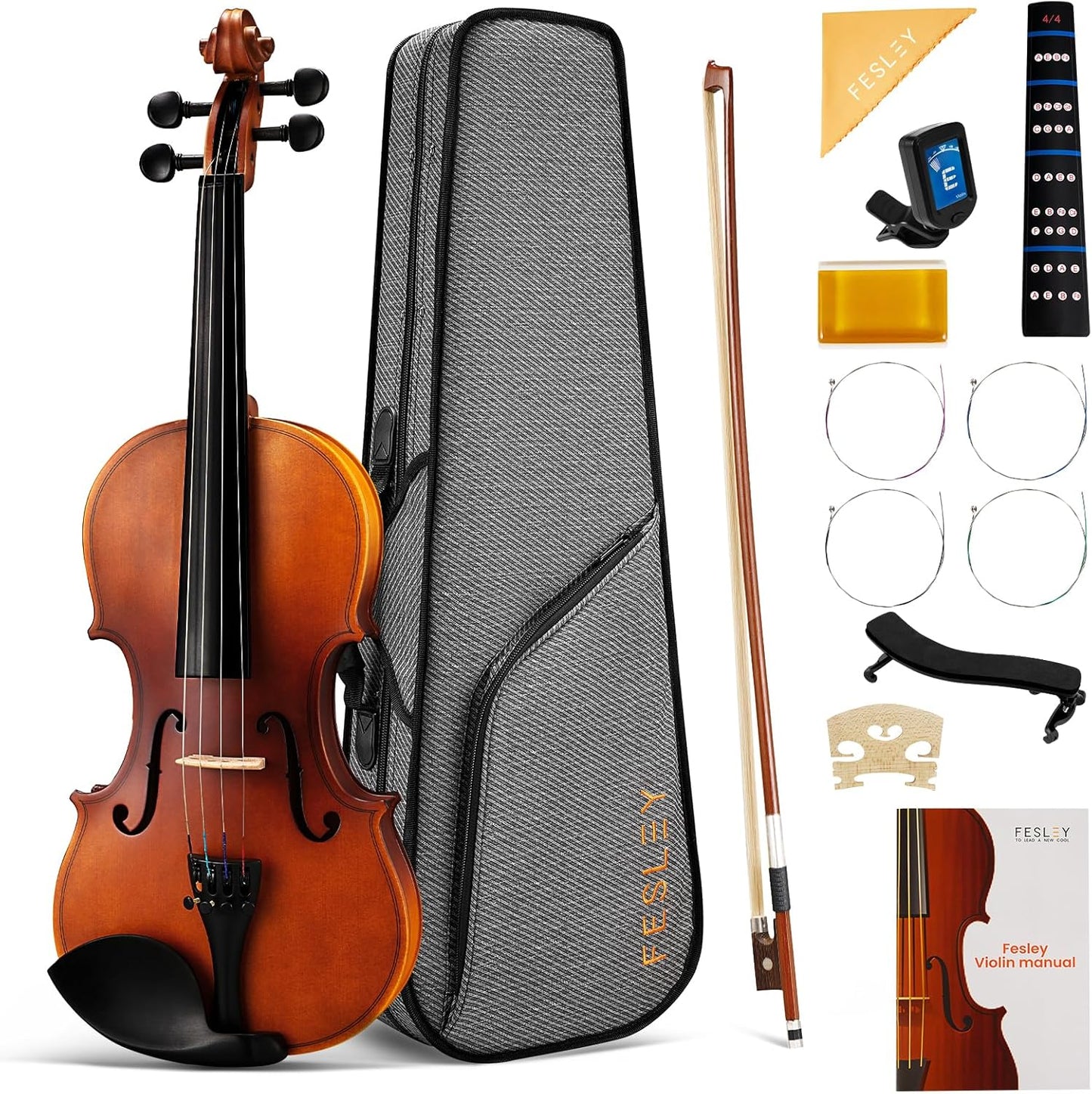 Fesley Violin Fiddle Beginner Set: Perfect Starter Kit for Students