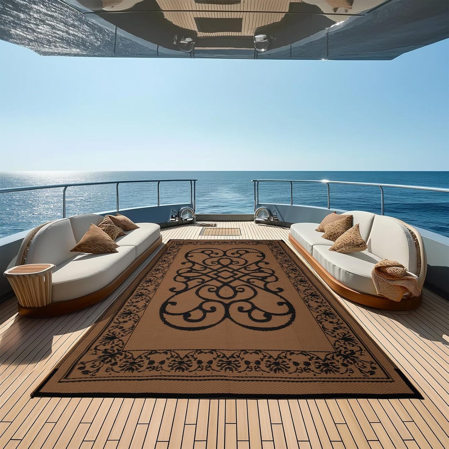 Outdoor Rug 8 x 10 ft, Reversible Plastic Straw Rug for Patio