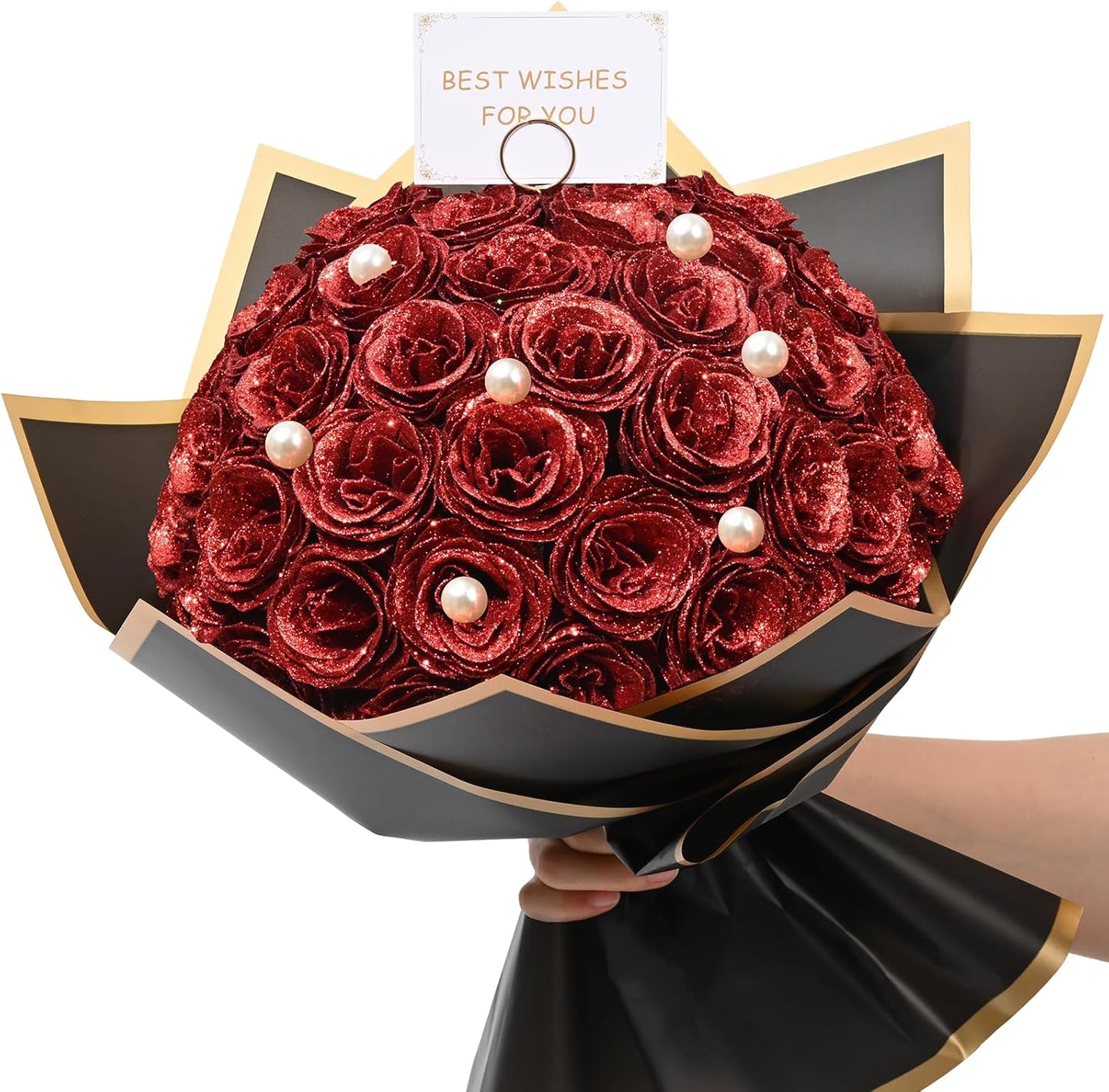 DIY Red Glitter Roses Bouquet for Weddings and Special Occasions