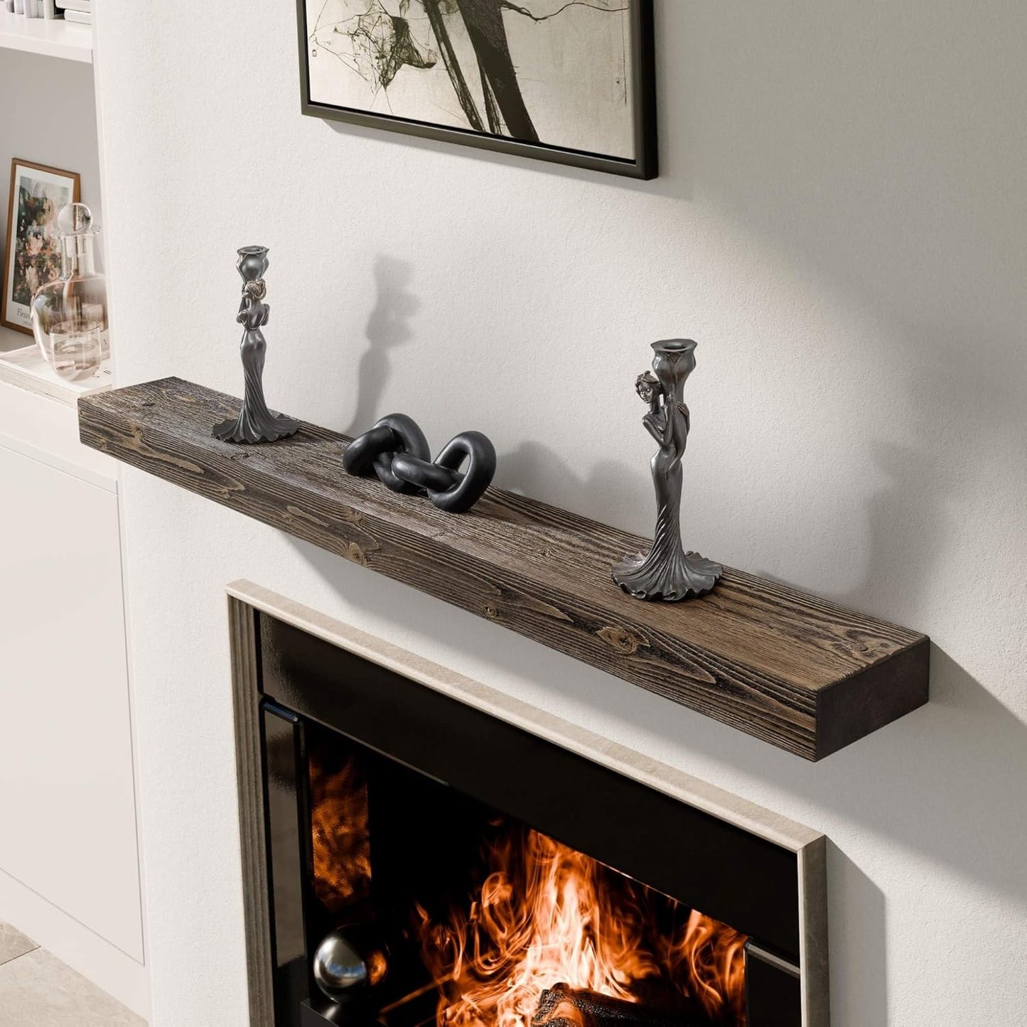 BoscoMondo Solid Wood Fireplace Mantel Shelf for Living Room
