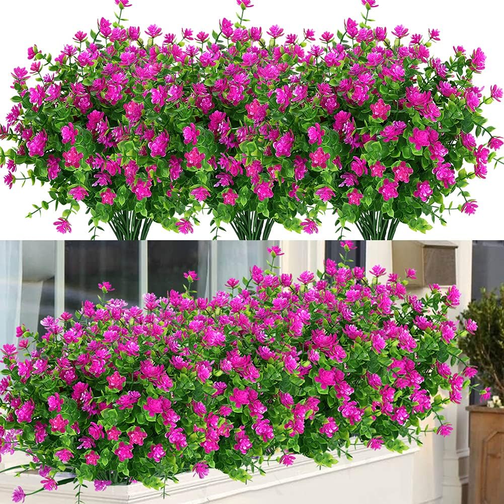 24 Bundles Outdoor Artificial Flowers for Home Wedding Decor