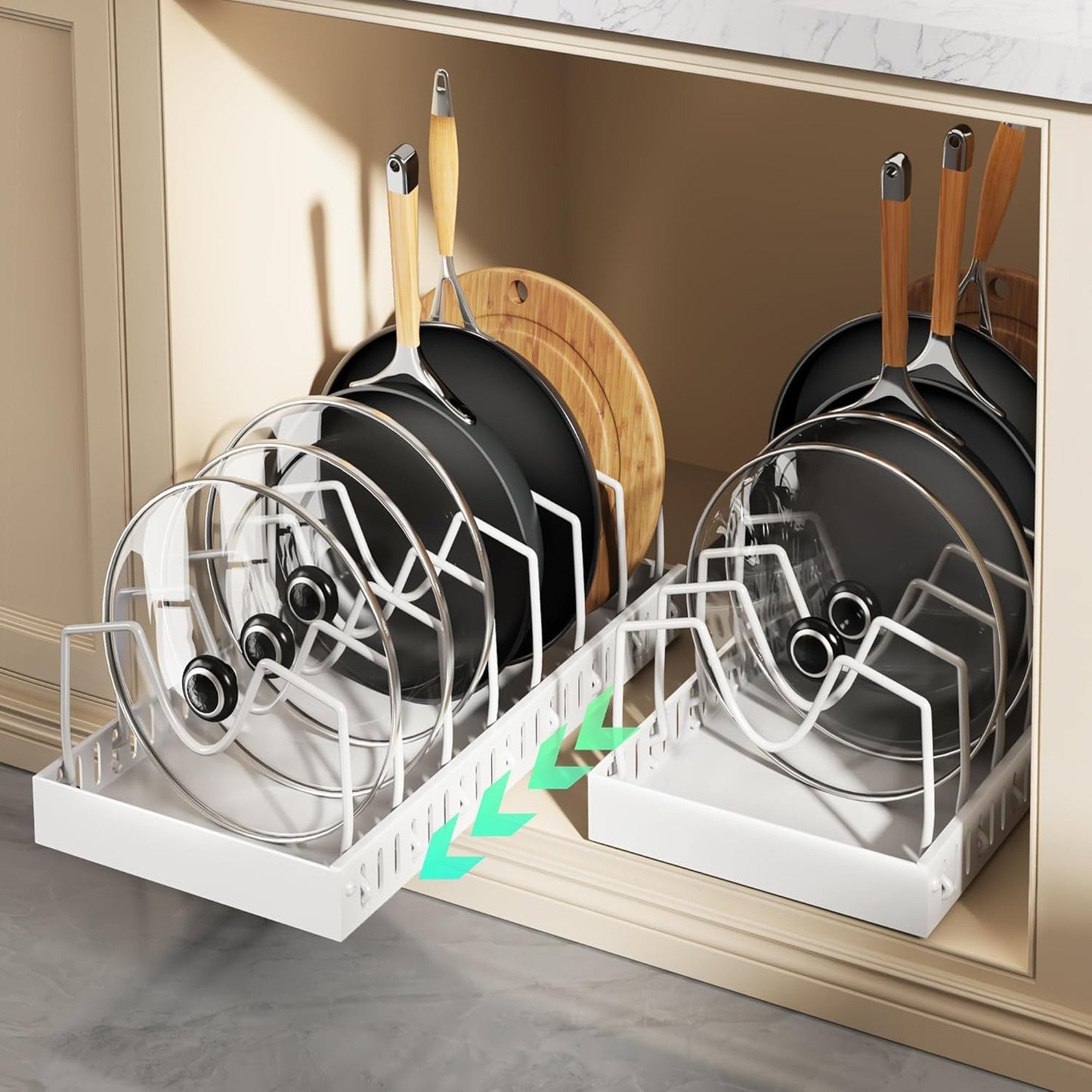 Pull Out Pots and Pans Organizer for Efficient Kitchen Storage