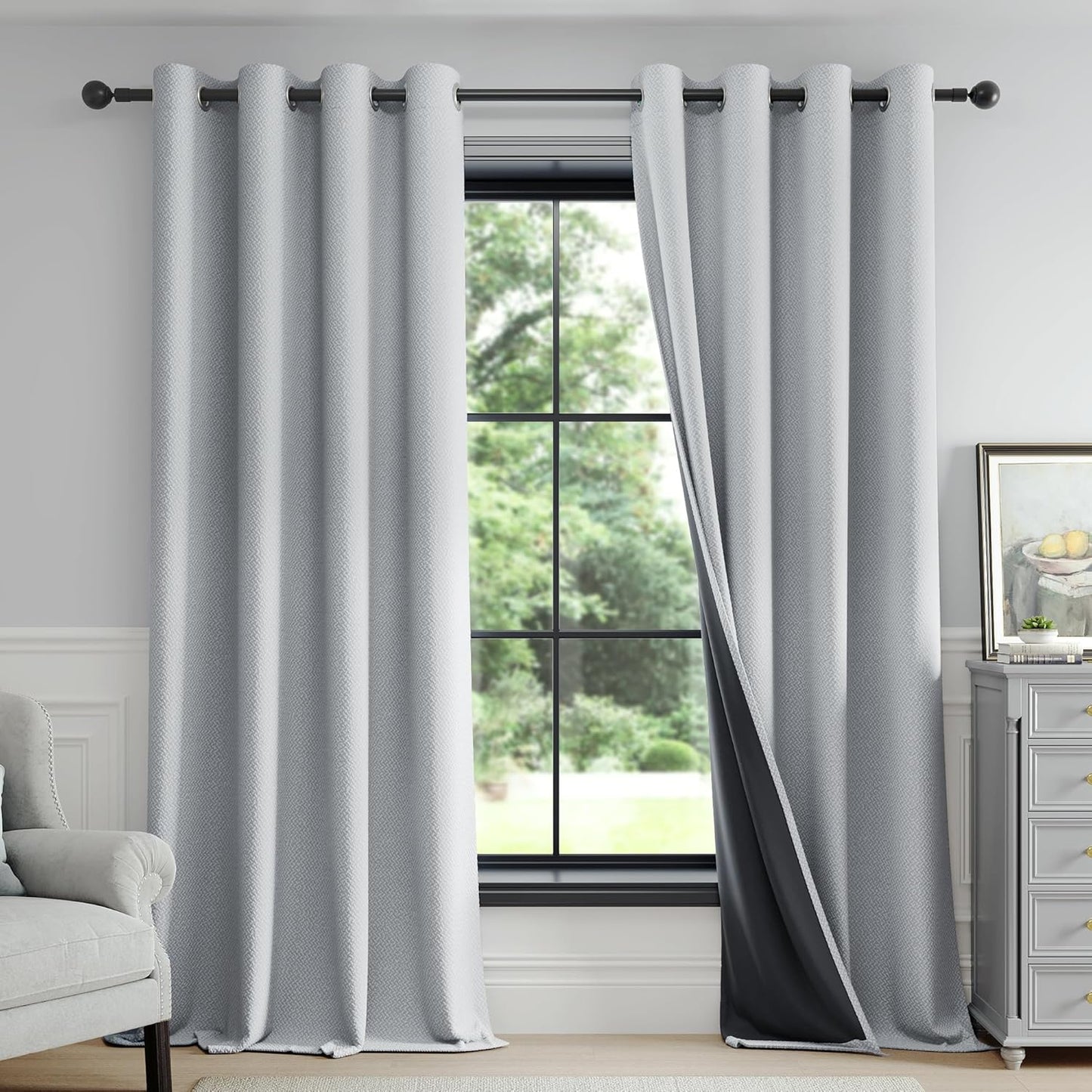 FMFUNCTEX Light Grey Blackout Curtains for Living Room 84 in
