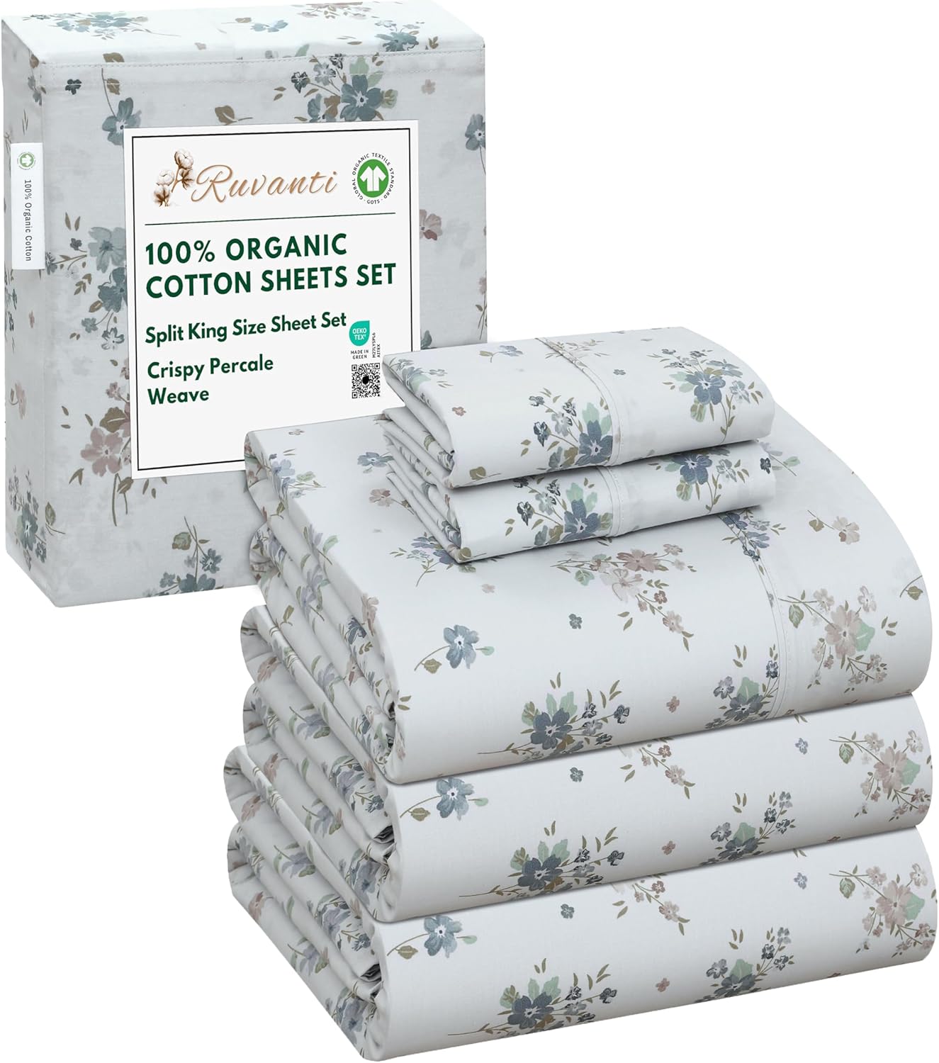 100% Organic Cotton Sheets Split King Set for Ultimate Comfort