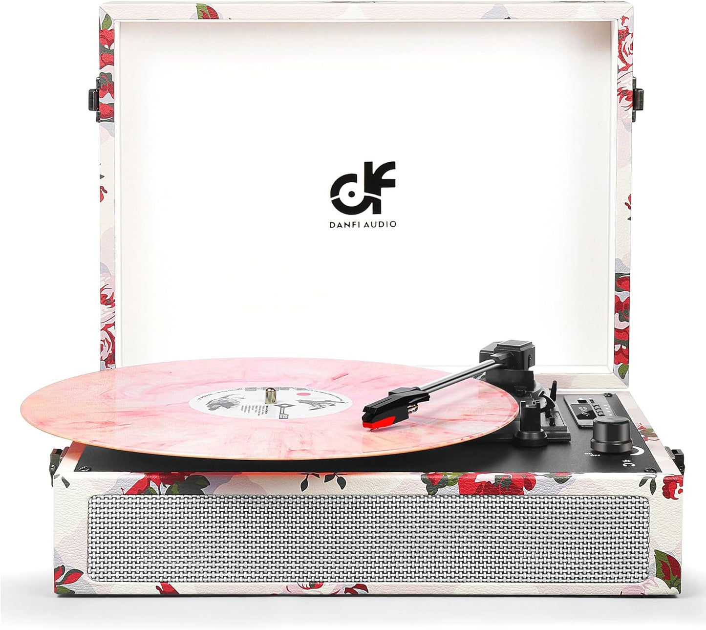 DANFI Floral Bluetooth Record Player with Built-in Speakers