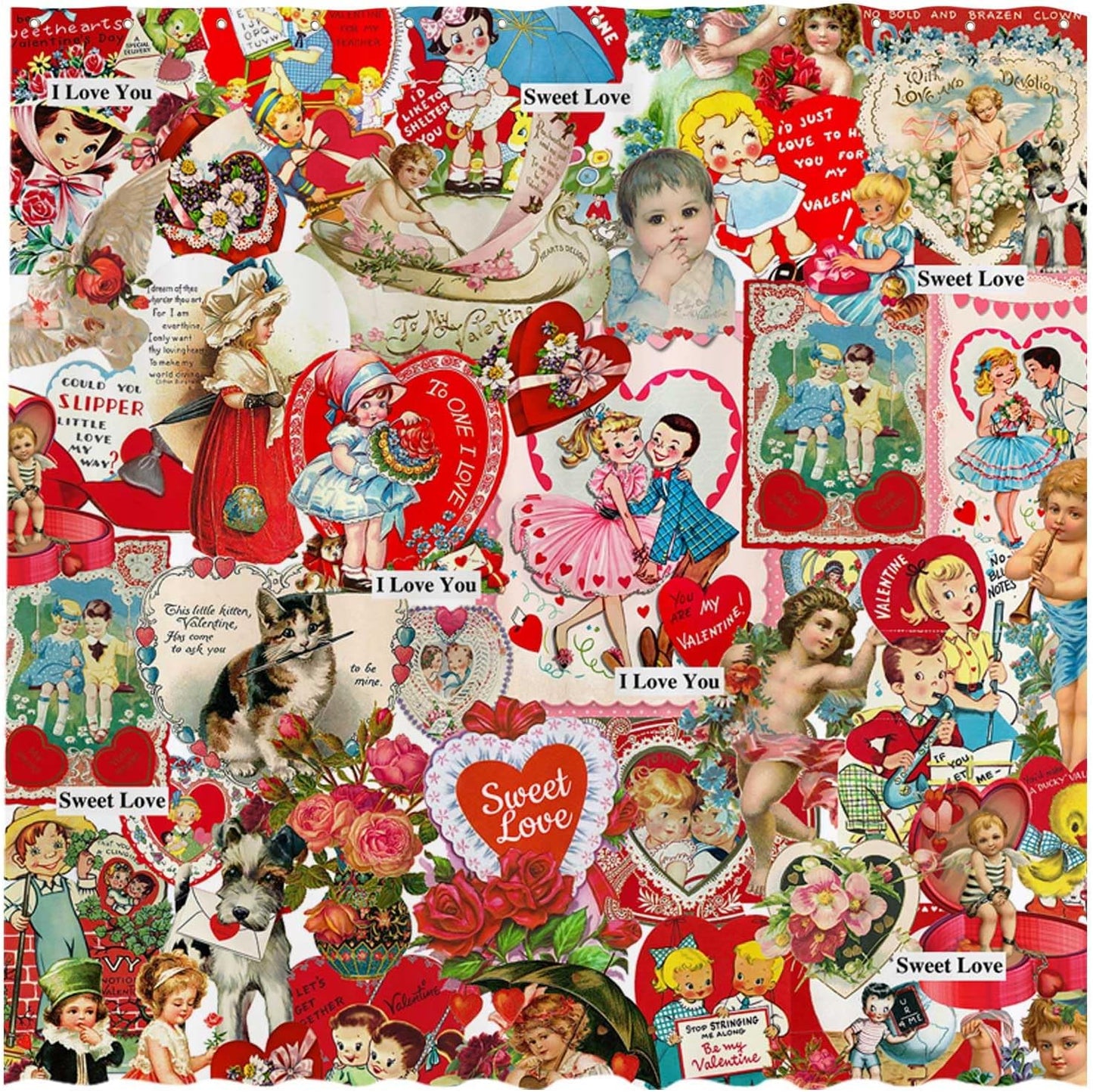 Vintage Valentines Patchwork Shower Curtain - Durable Elegance