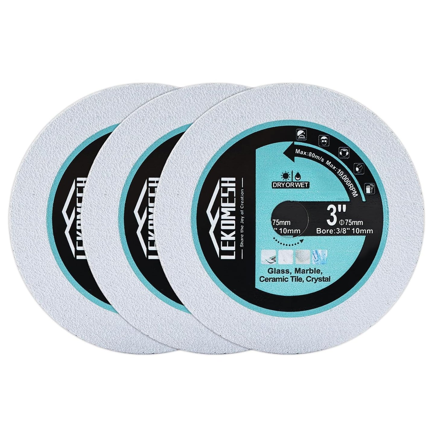 LEKOMESH Diamond Glass Cutting Disc Set - Precision Cutting for Glass, Ceramic, and Marble