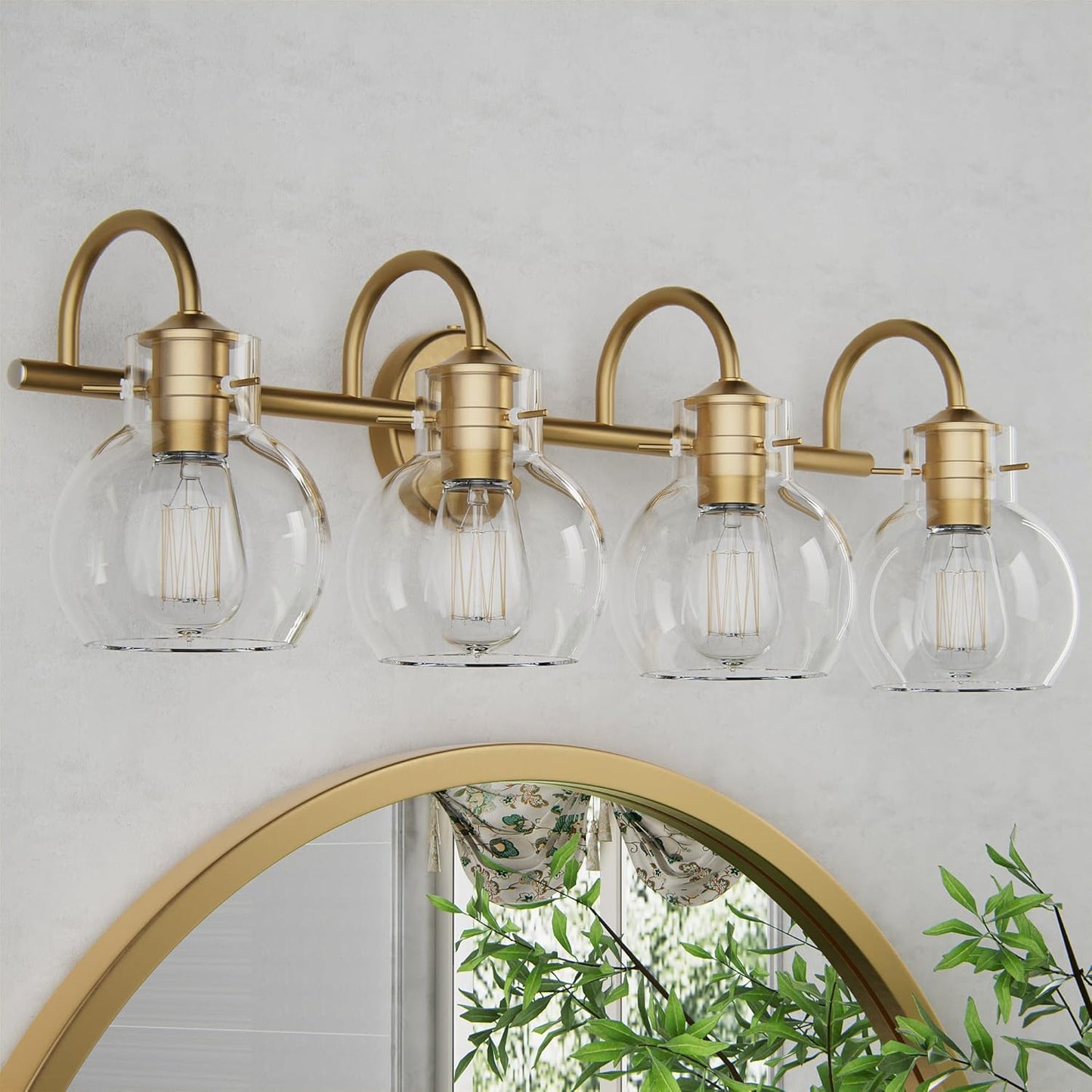 4-Light Gold Bathroom Vanity Light Fixtures for Elegant Spaces