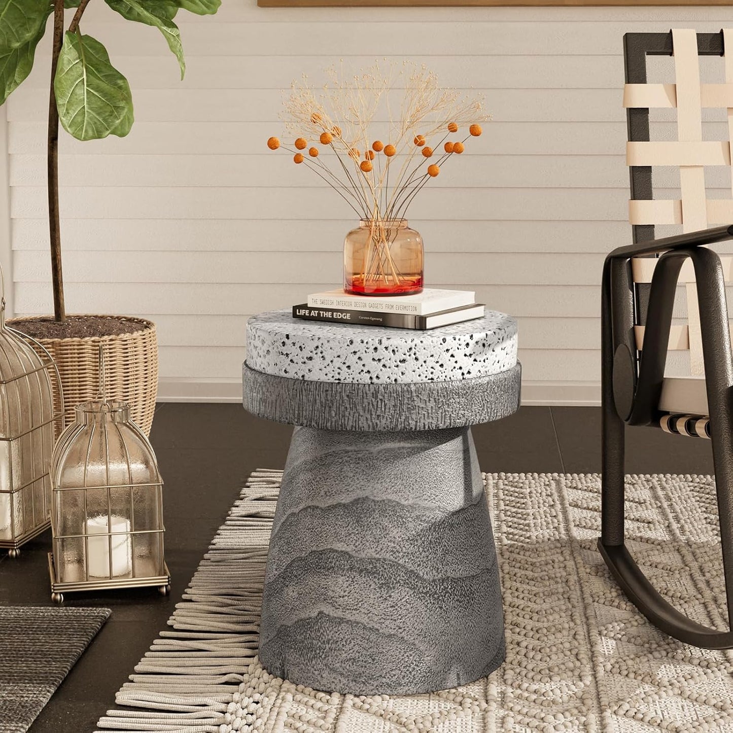 COSIEST Outdoor Side Table with Spotted Tabletop for Patio