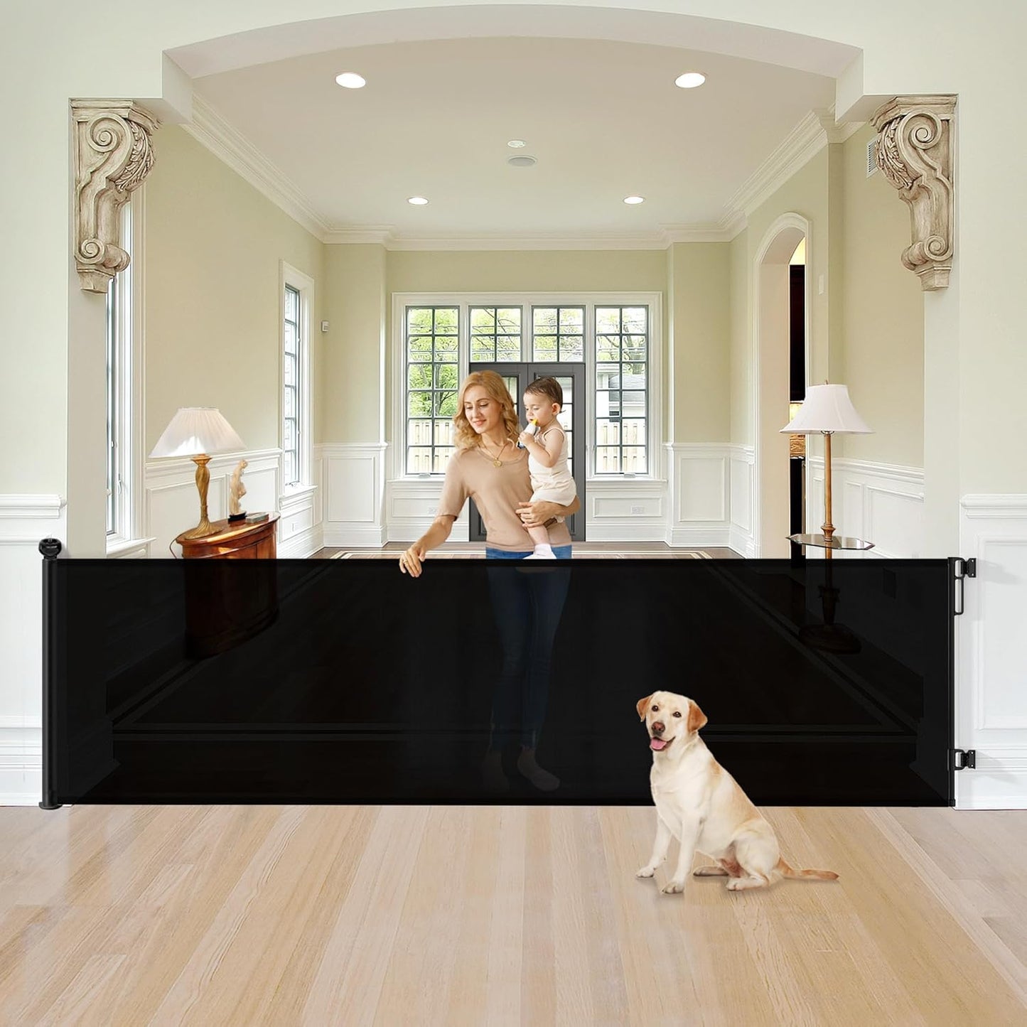 34ft' Tall Retractable Baby Gates for Large Openings by MOMSSY