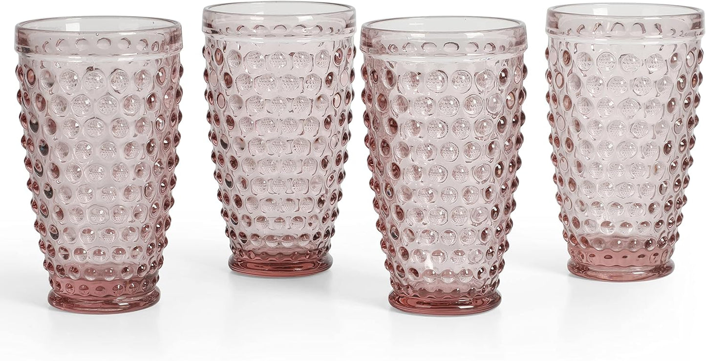 Martha Stewart Chauncey 4-Pack Handmade Glass Tumblers in Pink