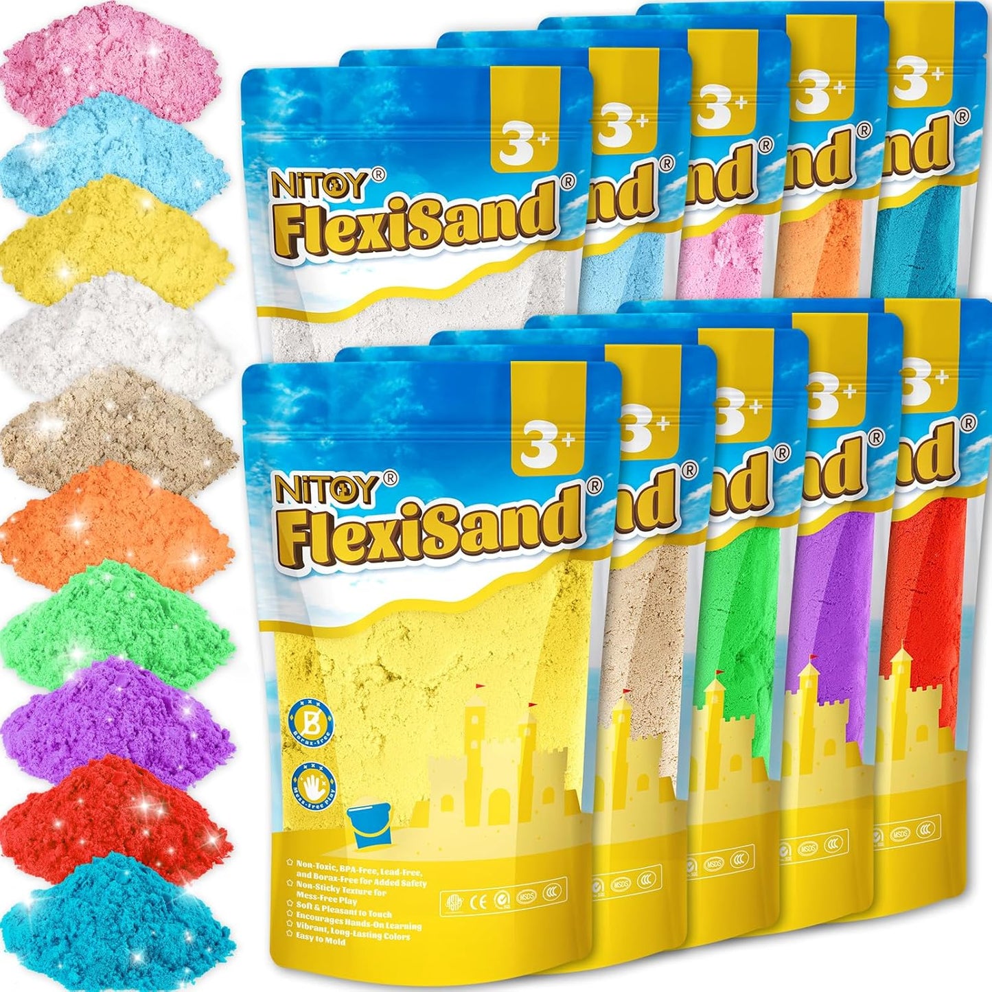 NiToy FlexiSand 19lbs Colorful Moldable Sand for Kids Fun
