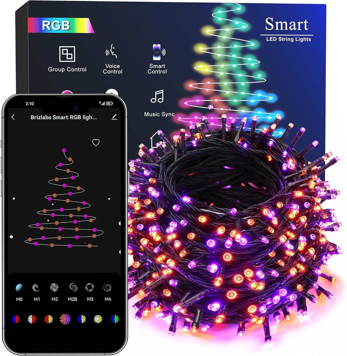 Brizled Smart String Lights - 164ft RGB App Controlled Lights