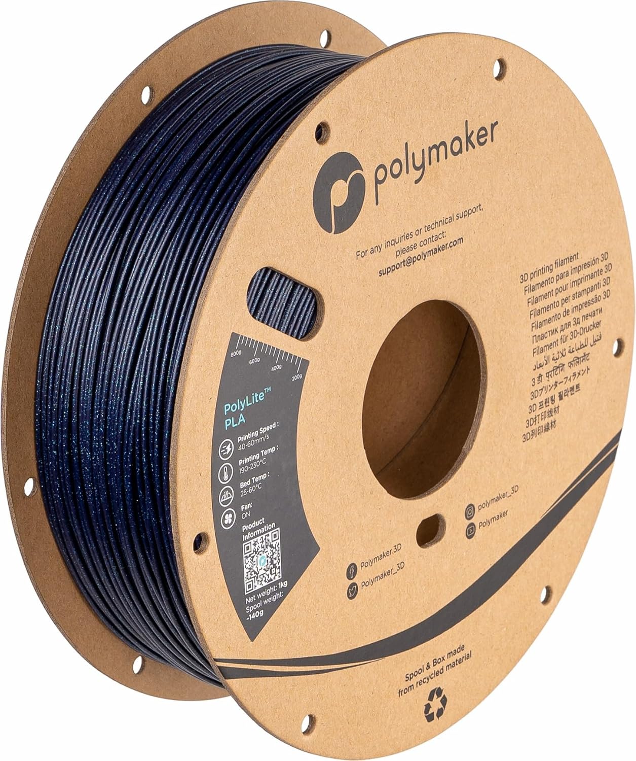 Polymaker Glitter PLA Filament 1.75mm - Galaxy Blue 3D Printing