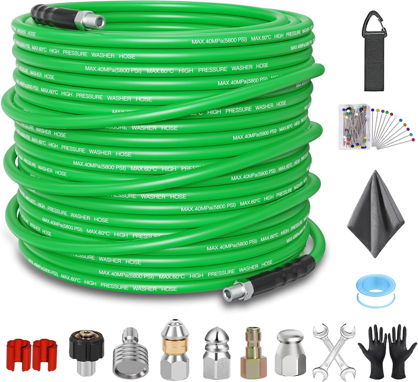 Sewer Jetter Kit for Pressure Washer - 100FT High-Pressure Hose