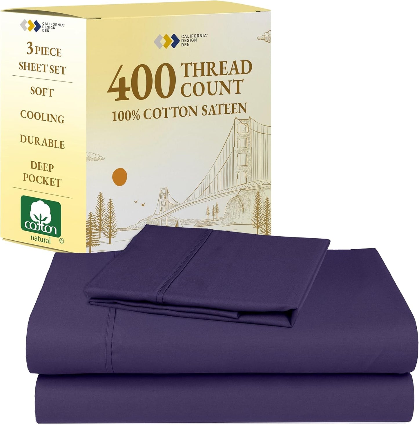 California Design Den Twin Sheets Set - Soft 400 Thread Count
