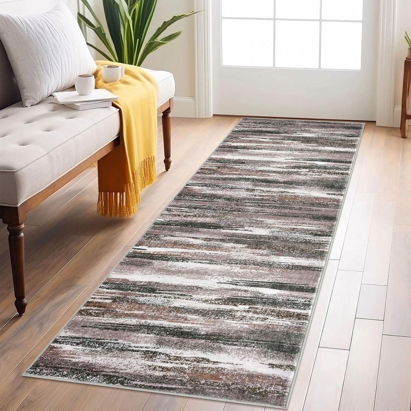 Modern Abstract Runner Rug 2x6 for Kitchen and Hallway Decor