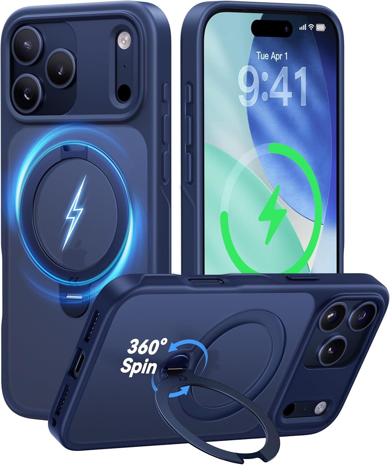 CASEKOO iPhone 17 Pro Case with 360 Spin Magnetic Stand