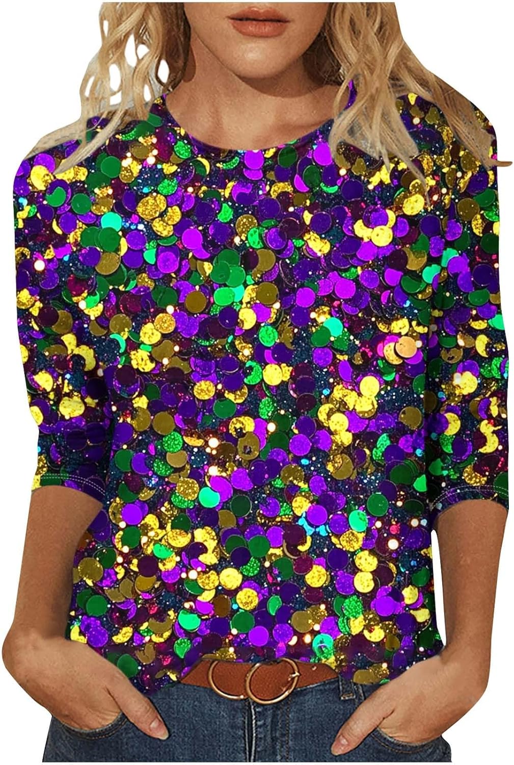 Sequin Mardi Gras Plus Size Tops - Festive Chic!